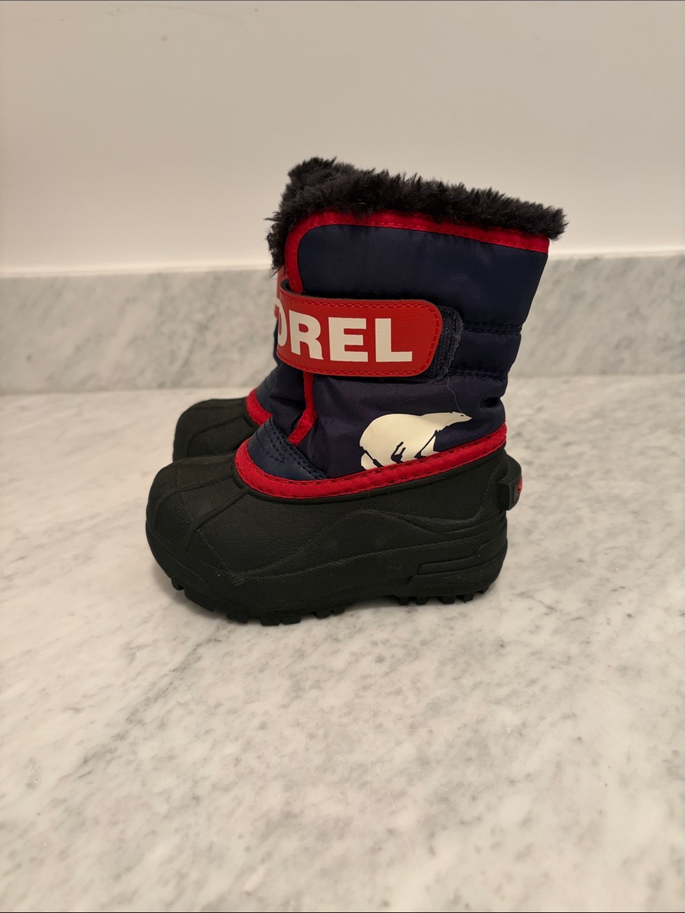 Sorel Kids' Navy and Red Winter Boots with Black Sole